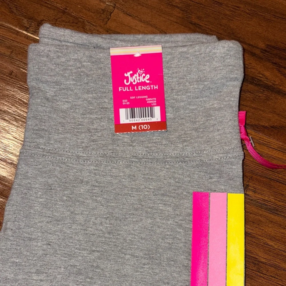 Justice Gray Leggings with Vibrant Pink and Yellow Accents